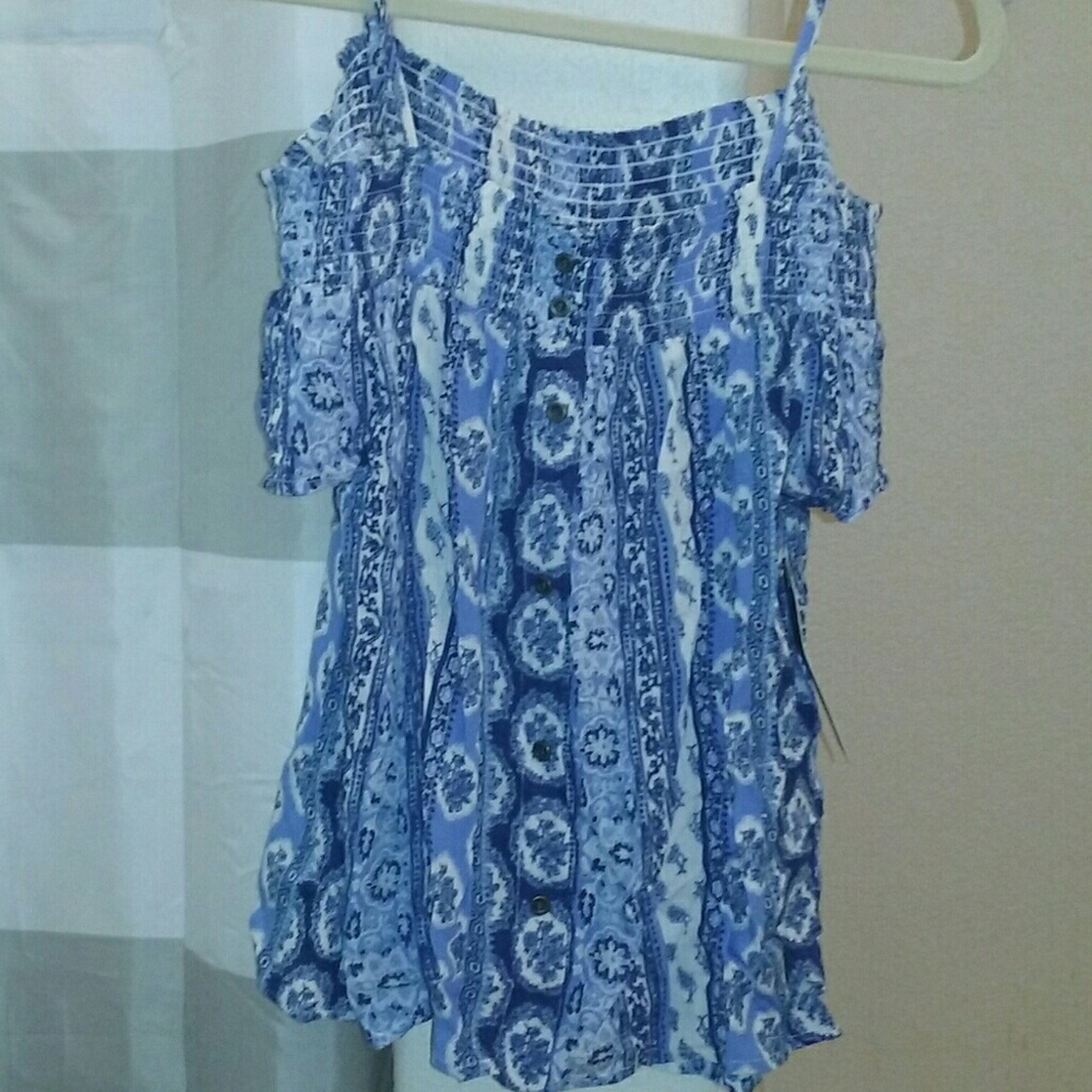 Blue peasant top